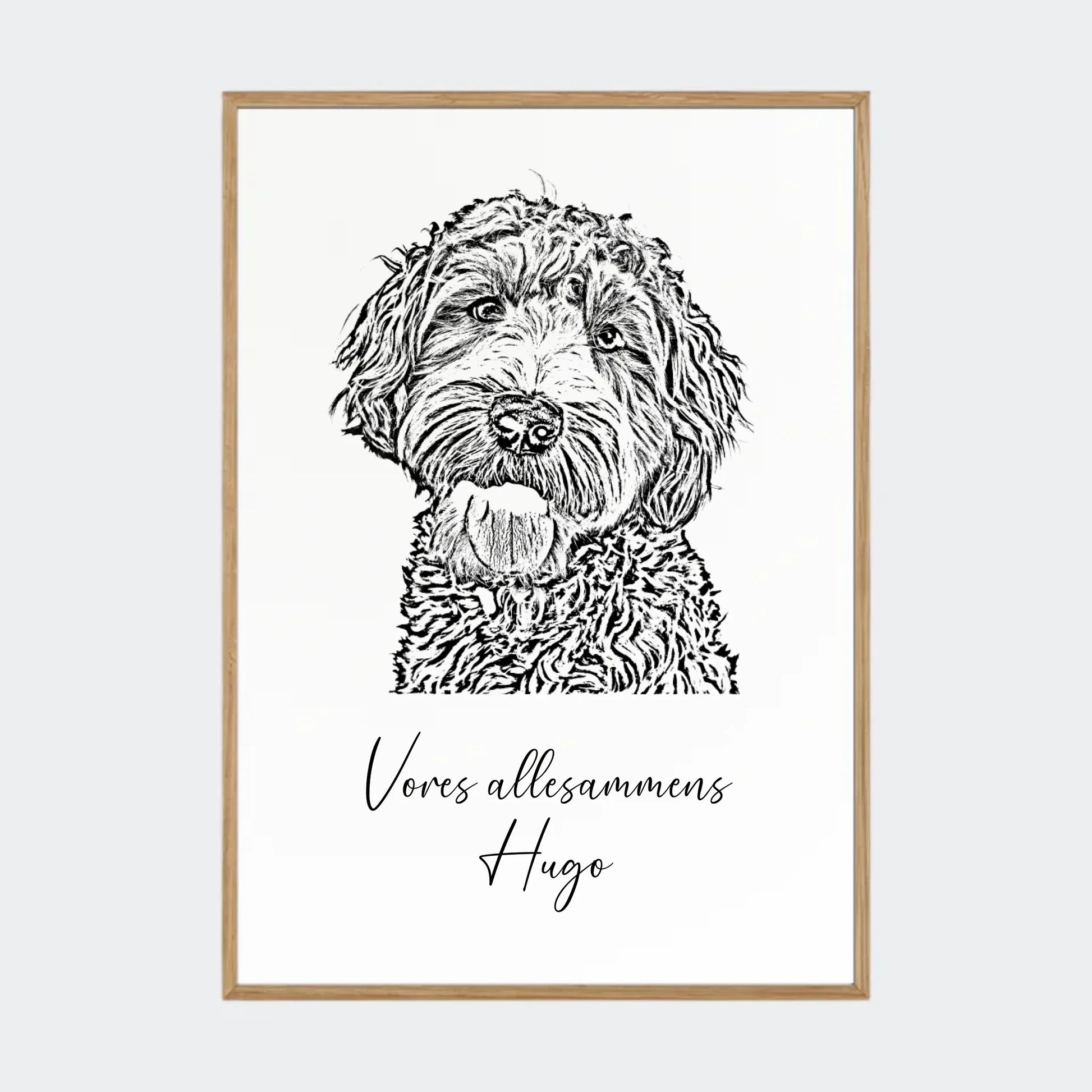 Plakat - Upload eget billede - Stregtegning Customizer TeeInBlue A2 Massiv eg A2