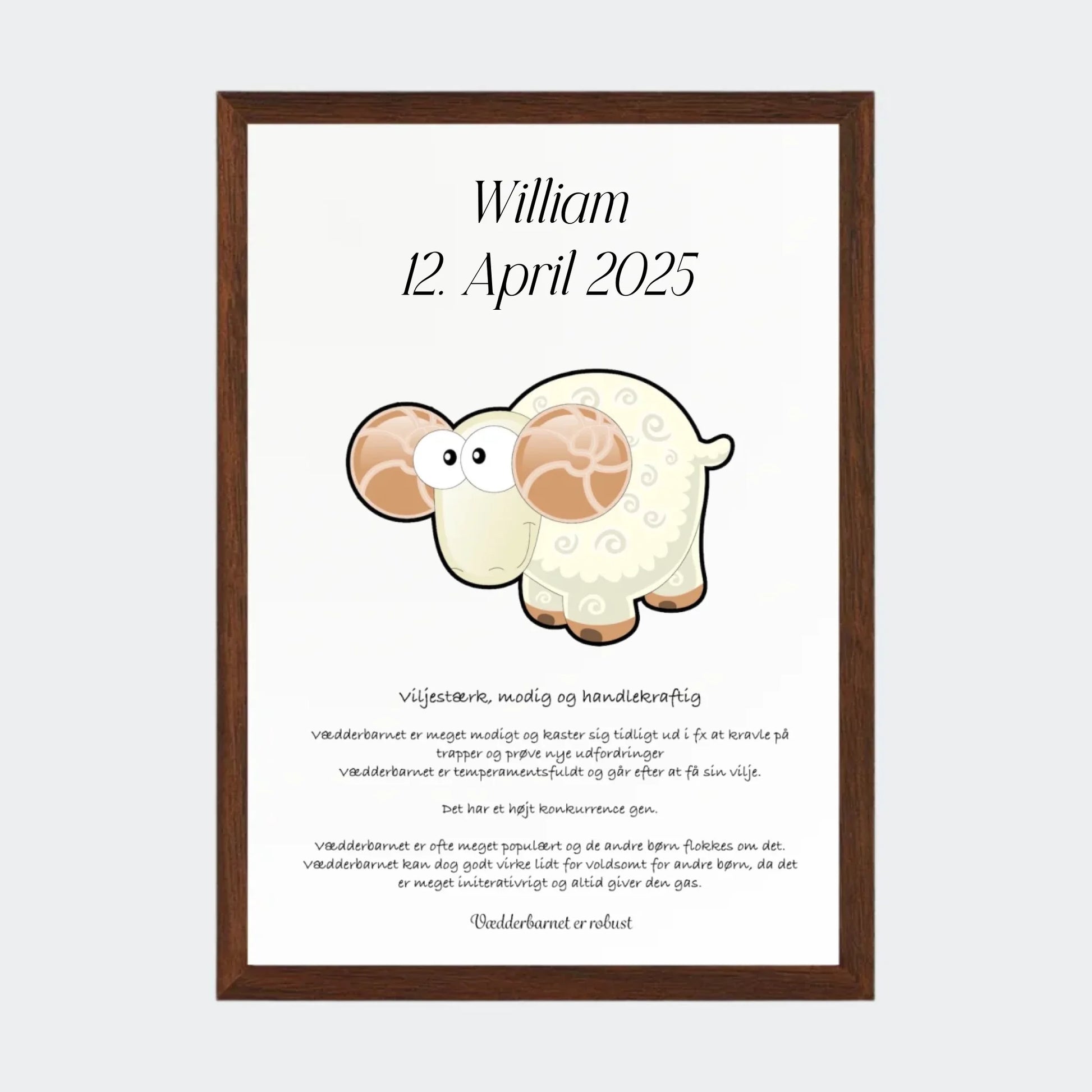 Plakat med stjernetegn - Vædderen Customizer TeeInBlue A4 Mørk eg A4