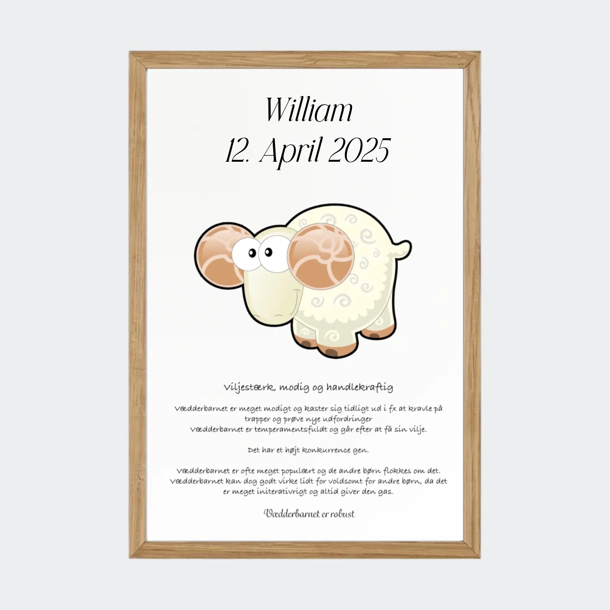 Plakat med stjernetegn - Vædderen Customizer TeeInBlue A4 Massiv eg A4