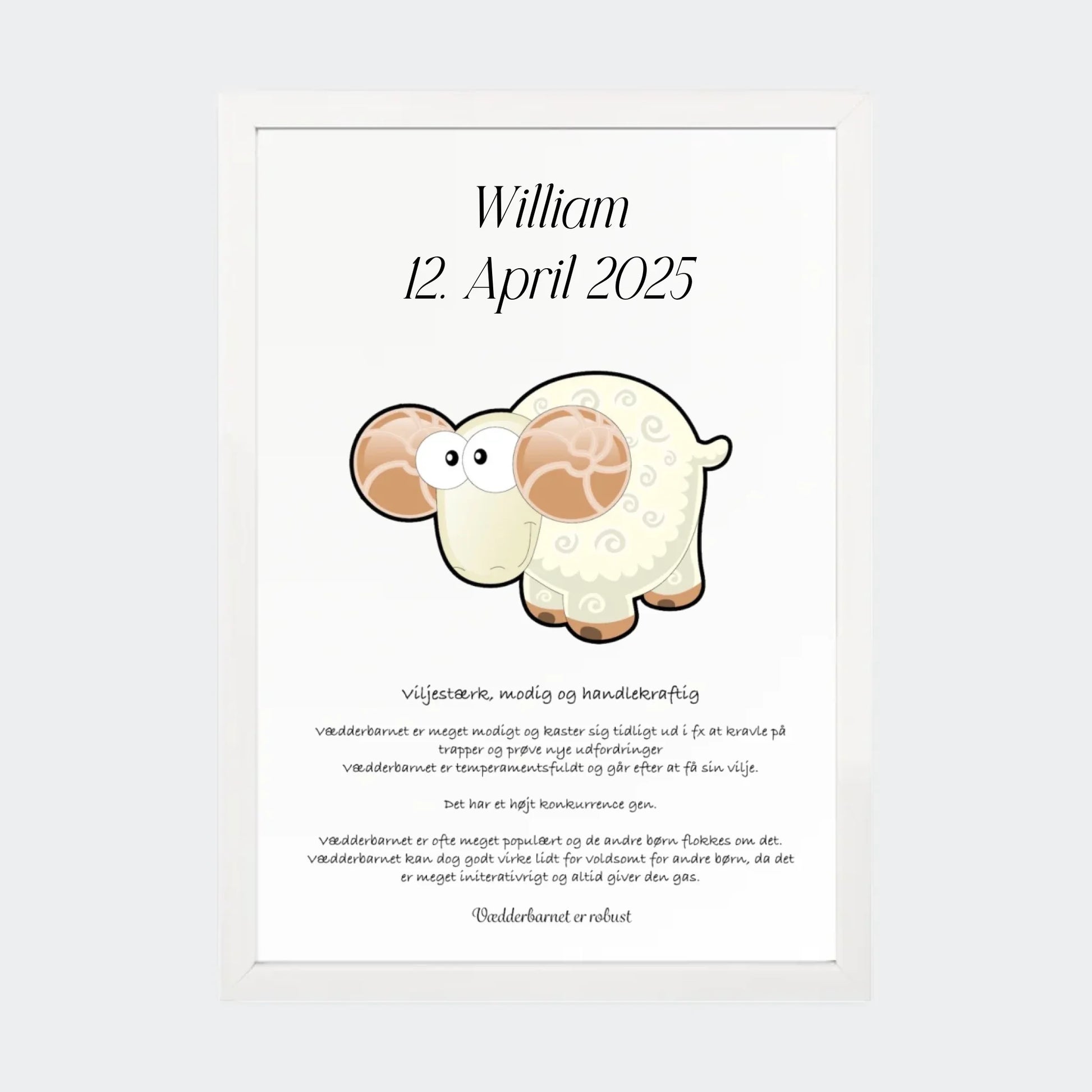 Plakat med stjernetegn - Vædderen Customizer TeeInBlue A4 Hvid A4