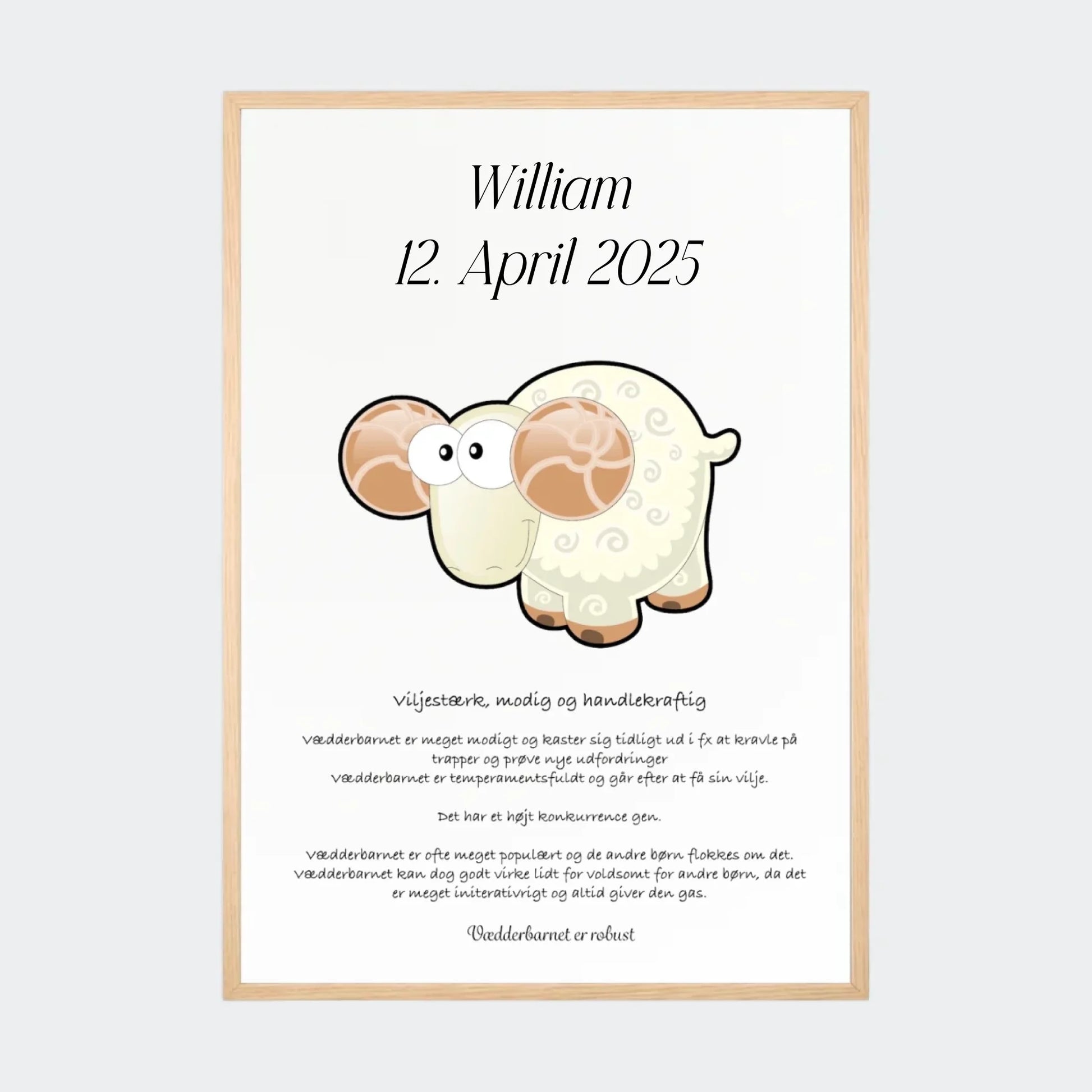 Plakat med stjernetegn - Vædderen Customizer TeeInBlue A2 Natur eg A2