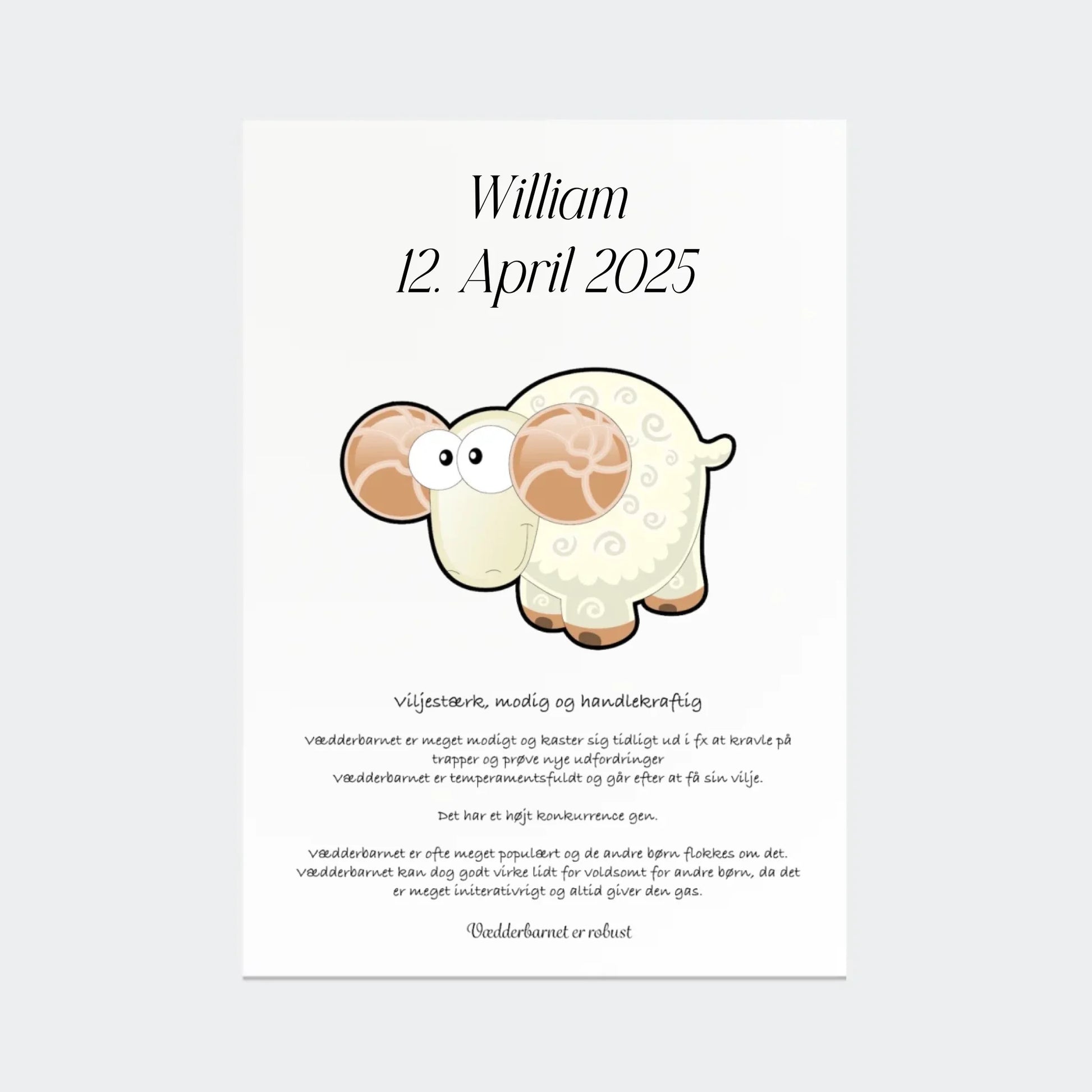 Plakat med stjernetegn - Vædderen Customizer TeeInBlue A2 Uden ramme A2