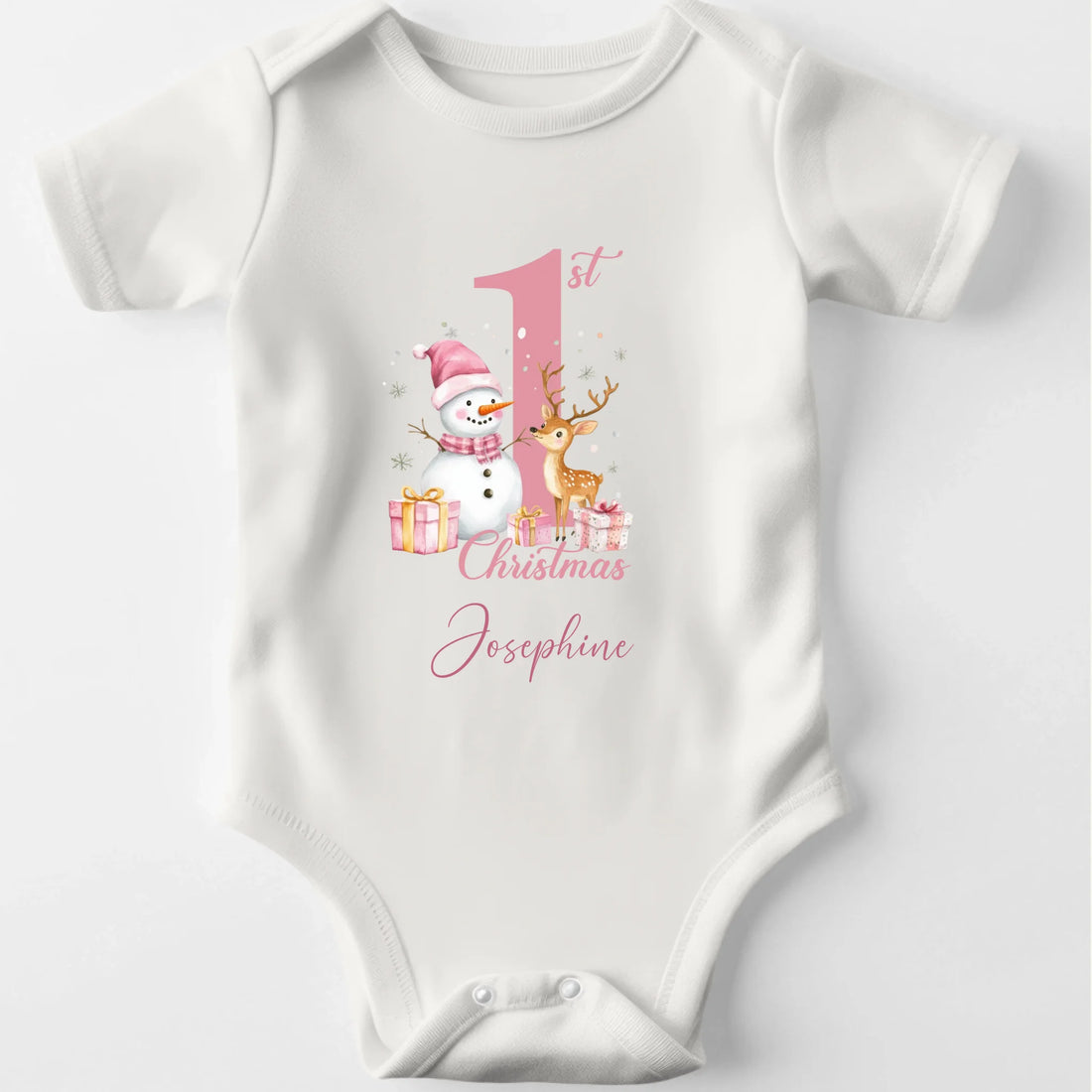 Julebody - My first christmas - Lyserød Customizer TeeInBlue Body Natural 0-3M