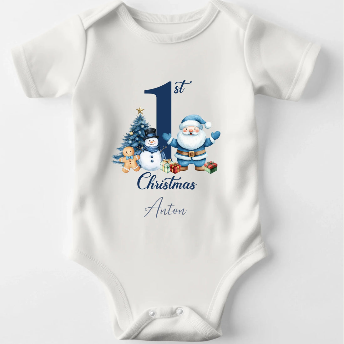 Julebody - My first christmas - Blå Customizer TeeInBlue Body Natural 0-3M