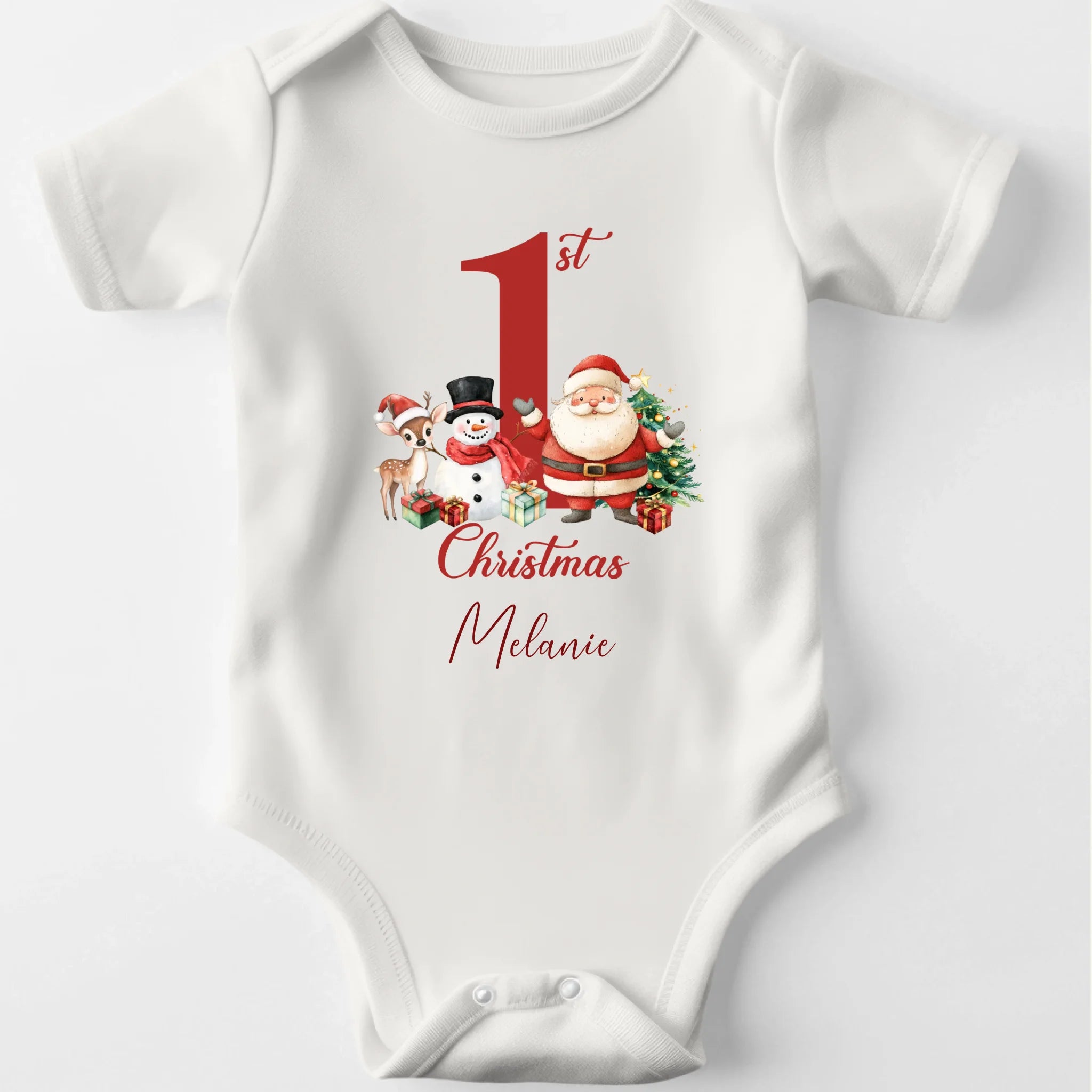 Julebody - My first christmas - Rød Customizer TeeInBlue Body Natural 0-3M