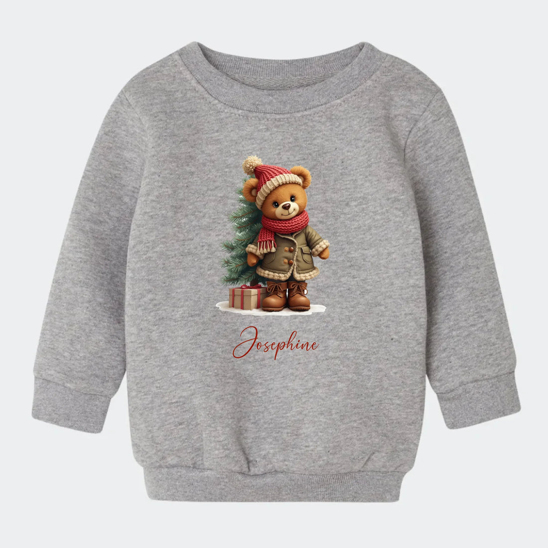 Sweatshirt børn - bamsebjørn jul Customizer TeeInBlue Sweatshirt til børn - flere farver Grå 6-12M