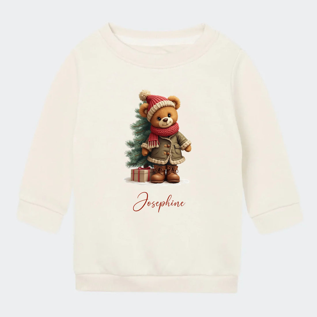 Sweatshirt børn - bamsebjørn jul Customizer TeeInBlue Sweatshirt til børn - flere farver Grå 6-12M