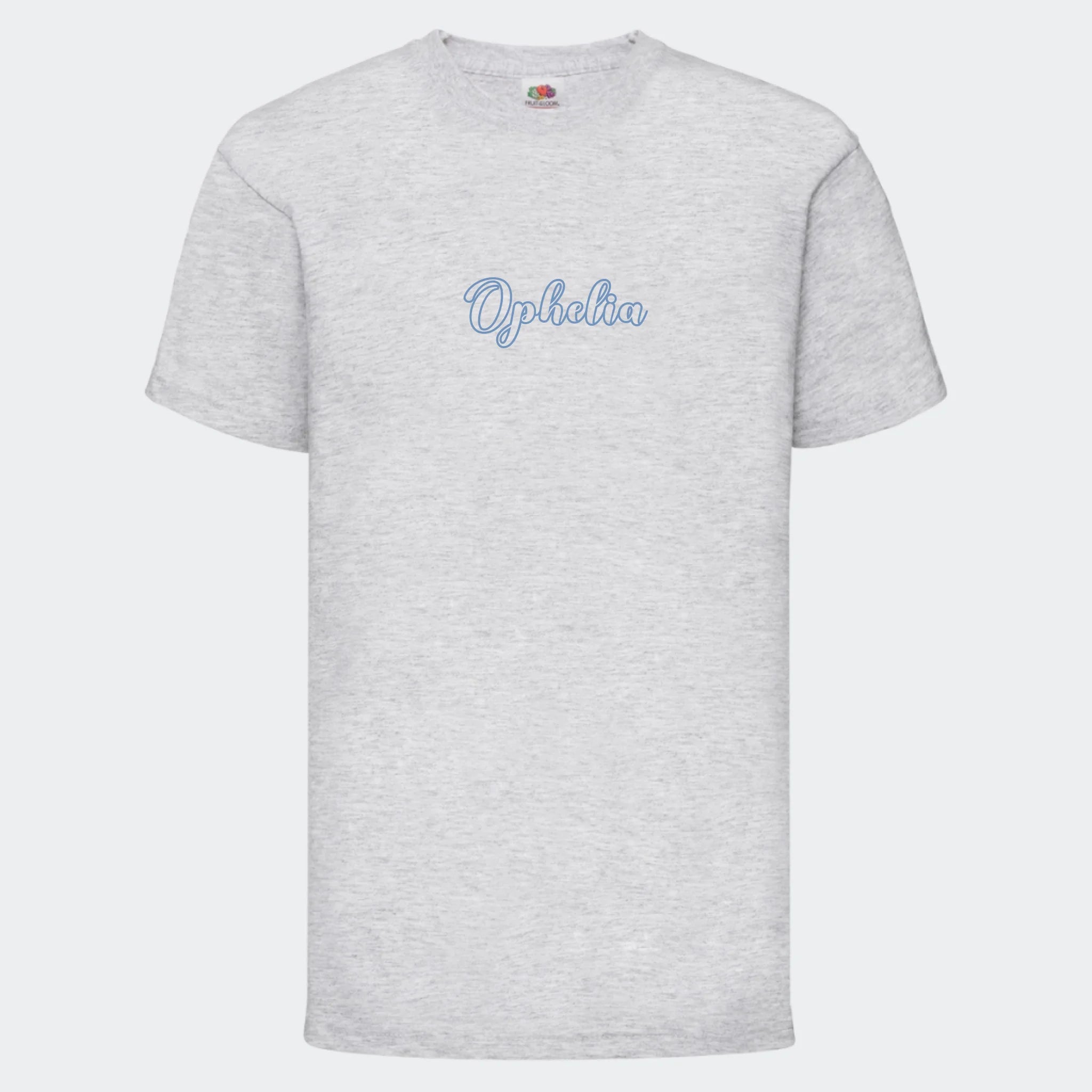 T-shirt til børn – Med navn, T-shirt tryk foran Lysegrå 3-4 år