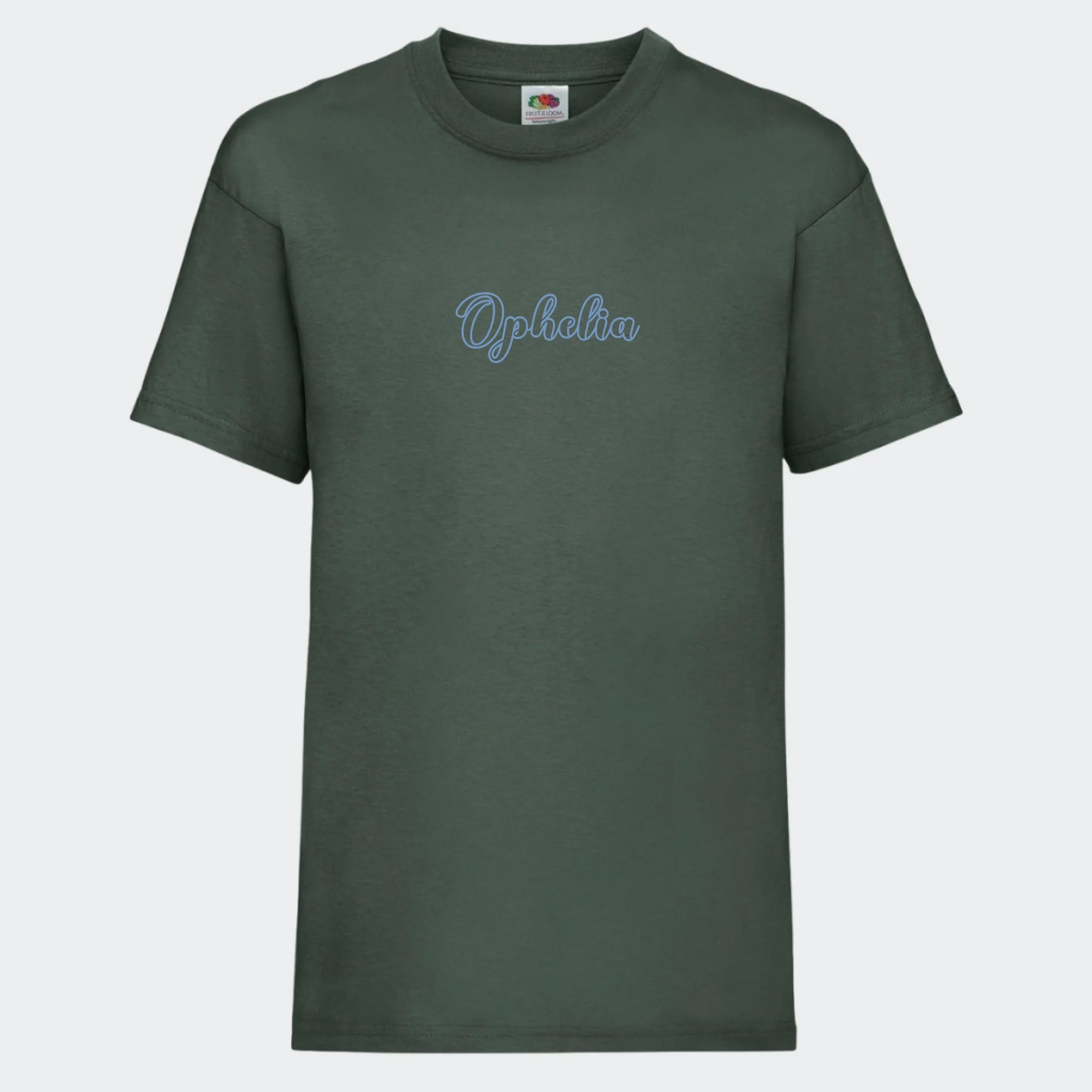 T-shirt til børn – Med navn, T-shirt tryk foran Mørkegrøn 3-4 år