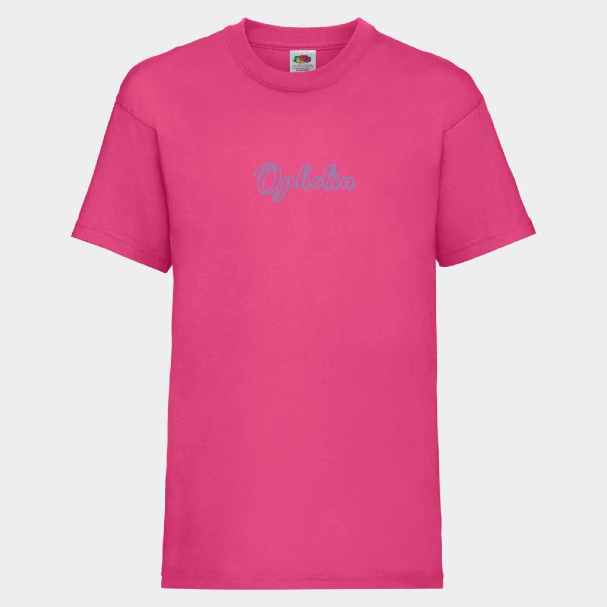 T-shirt til børn – Med navn, T-shirt tryk foran Fuchsia 3-4 år