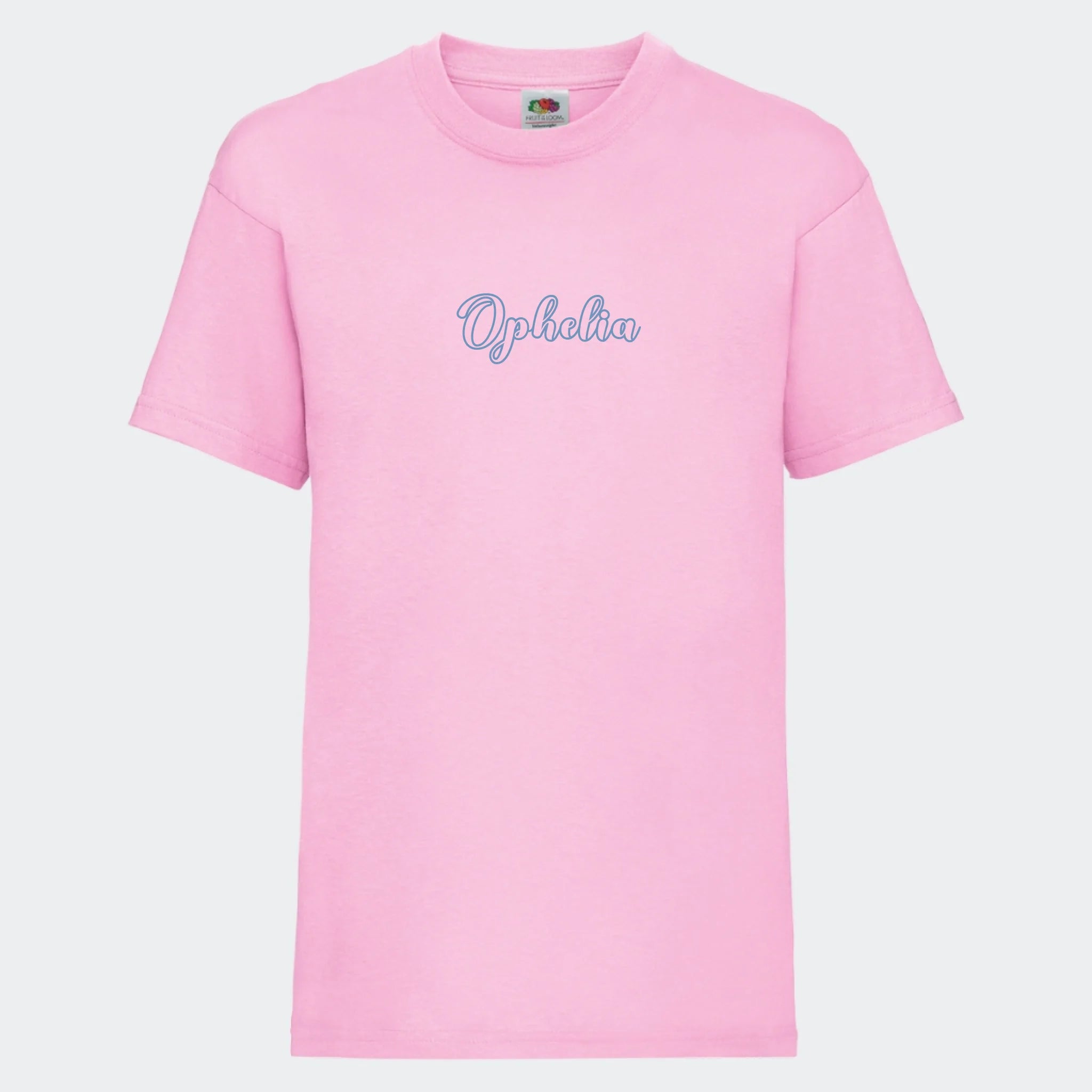 T-shirt til børn – Med navn, T-shirt tryk foran Lyserød 3-4 år