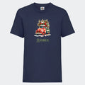T-shirt til børn - Bil med juletræ Customizer TeeInBlue T-shirt Print på front Navy 3-4 år