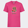 T-shirt til børn - Bil med juletræ Customizer TeeInBlue T-shirt Print på front Fuchsia 3-4 år