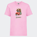 T-shirt til børn - Bil med juletræ Customizer TeeInBlue T-shirt Print på front Lyserød 3-4 år