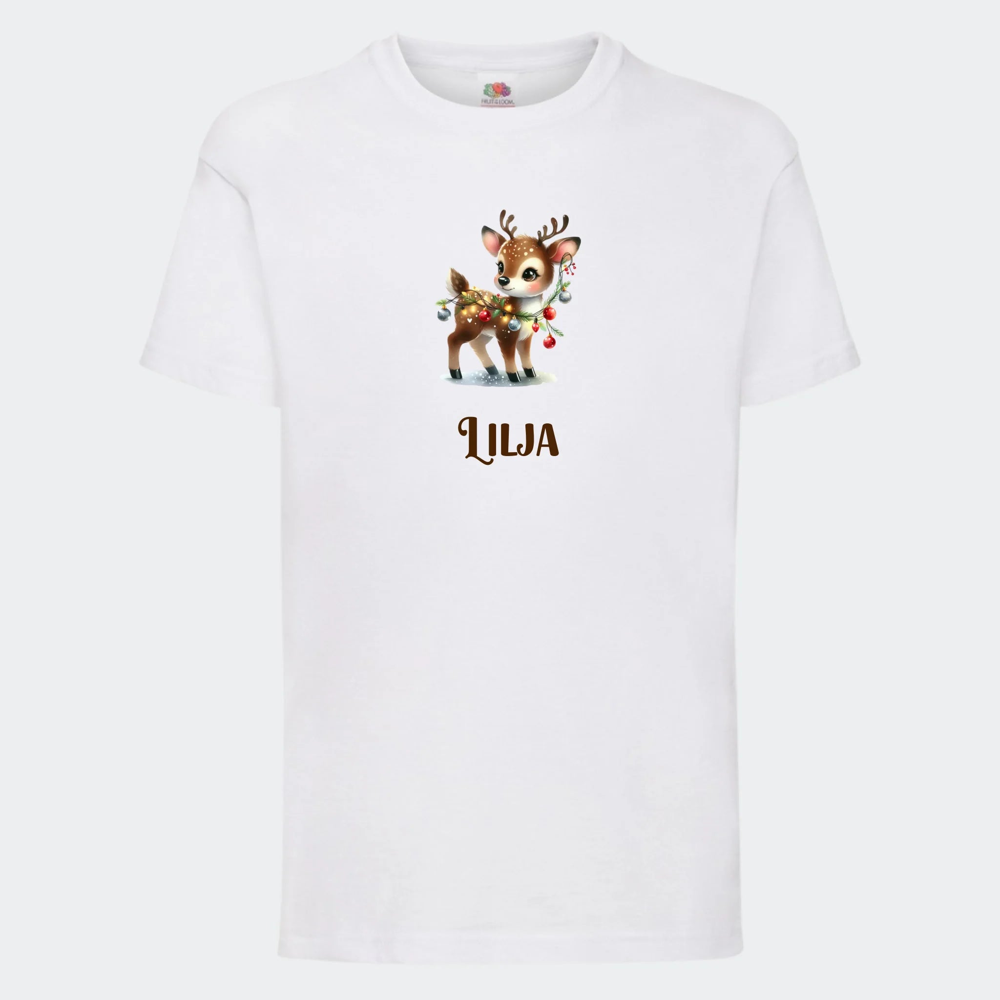 T-shirt til børn – Søde julerensdyr, T-shirt tryk foran Hvid 3-4 år