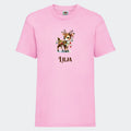 T-shirt til børn - Søde julerensdyr Customizer TeeInBlue T-shirt Print på front Lyserød 3-4 år