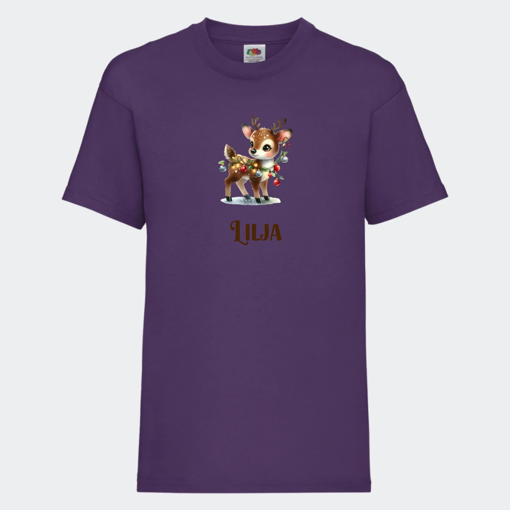 T-shirt til børn – Søde julerensdyr, T-shirt tryk foran Lilla 3-4 år