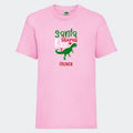 T-shirt til børn - Santa Saurus Customizer TeeInBlue T-shirt Print på front Lyserød 3-4 år