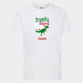 T-shirt til børn - Santa Saurus Customizer TeeInBlue T-shirt Print på front Hvid 3-4 år