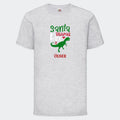 T-shirt til børn - Santa Saurus Customizer TeeInBlue T-shirt Print på front Lysegrå 3-4 år