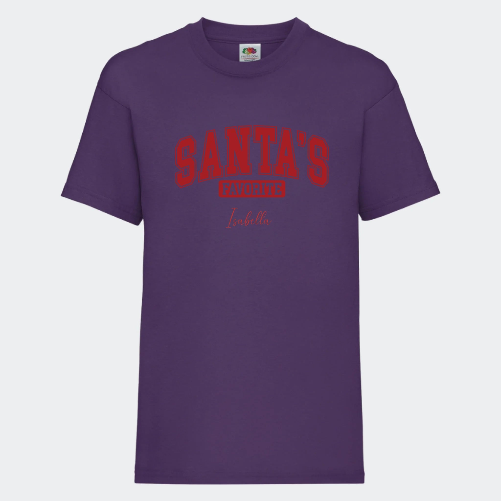 T-shirt til børn – Santas Favorite, T-shirt tryk foran Lilla 3-4 år