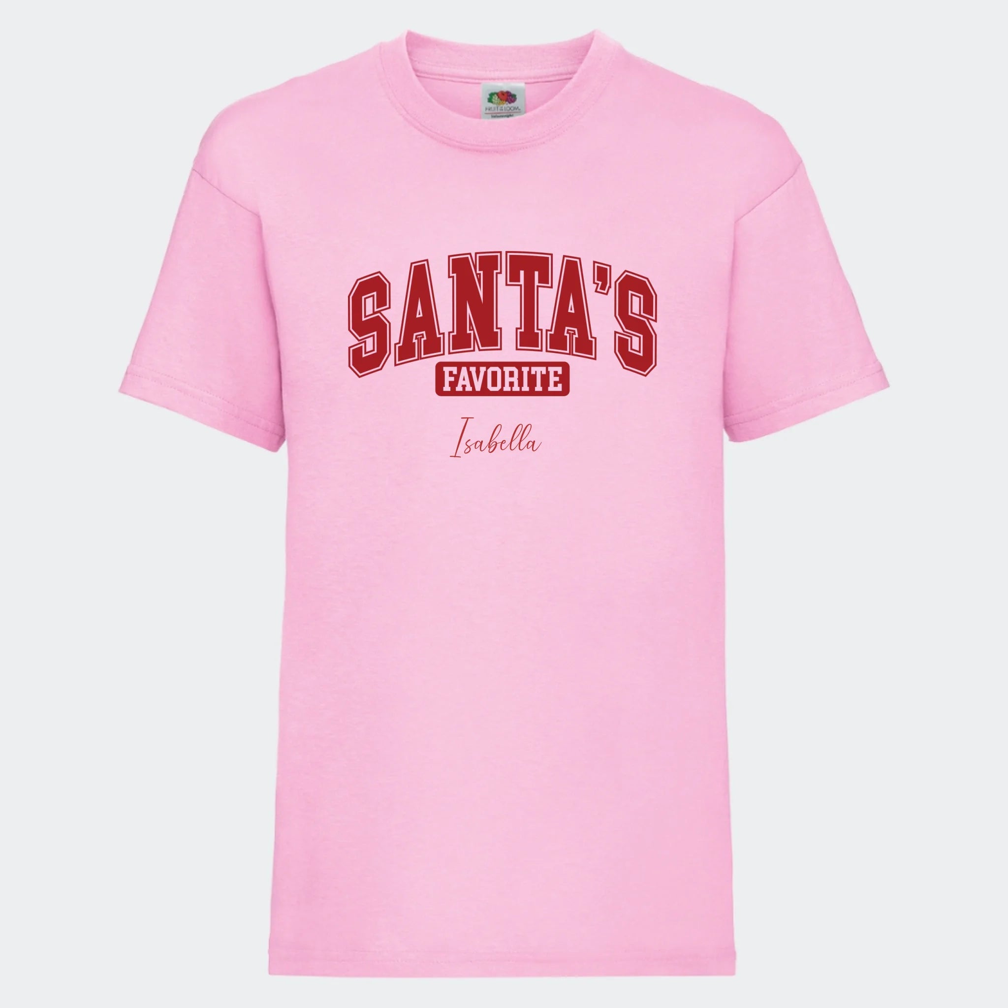 T-shirt til børn – Santas Favorite, T-shirt tryk foran Lyserød 3-4 år