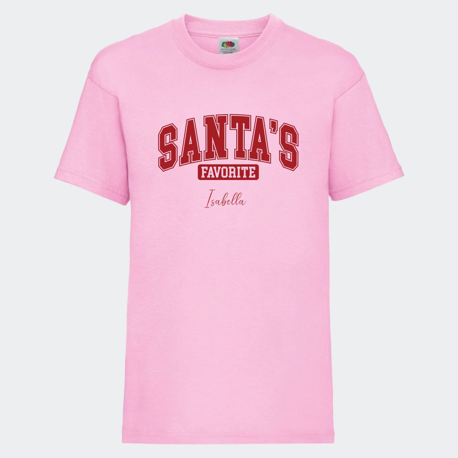 T-shirt til børn - Santas Favorite Customizer TeeInBlue T-shirt Print på front Lyserød 3-4 år