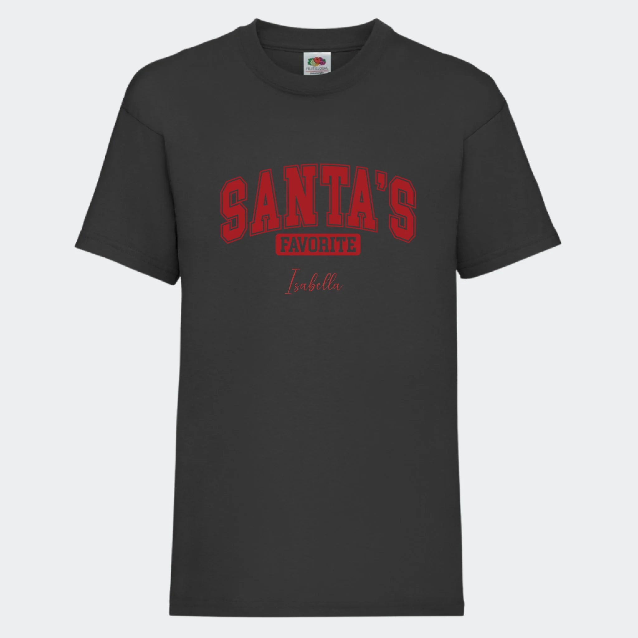 T-shirt til børn – Santas Favorite, T-shirt tryk foran Sort 3-4 år