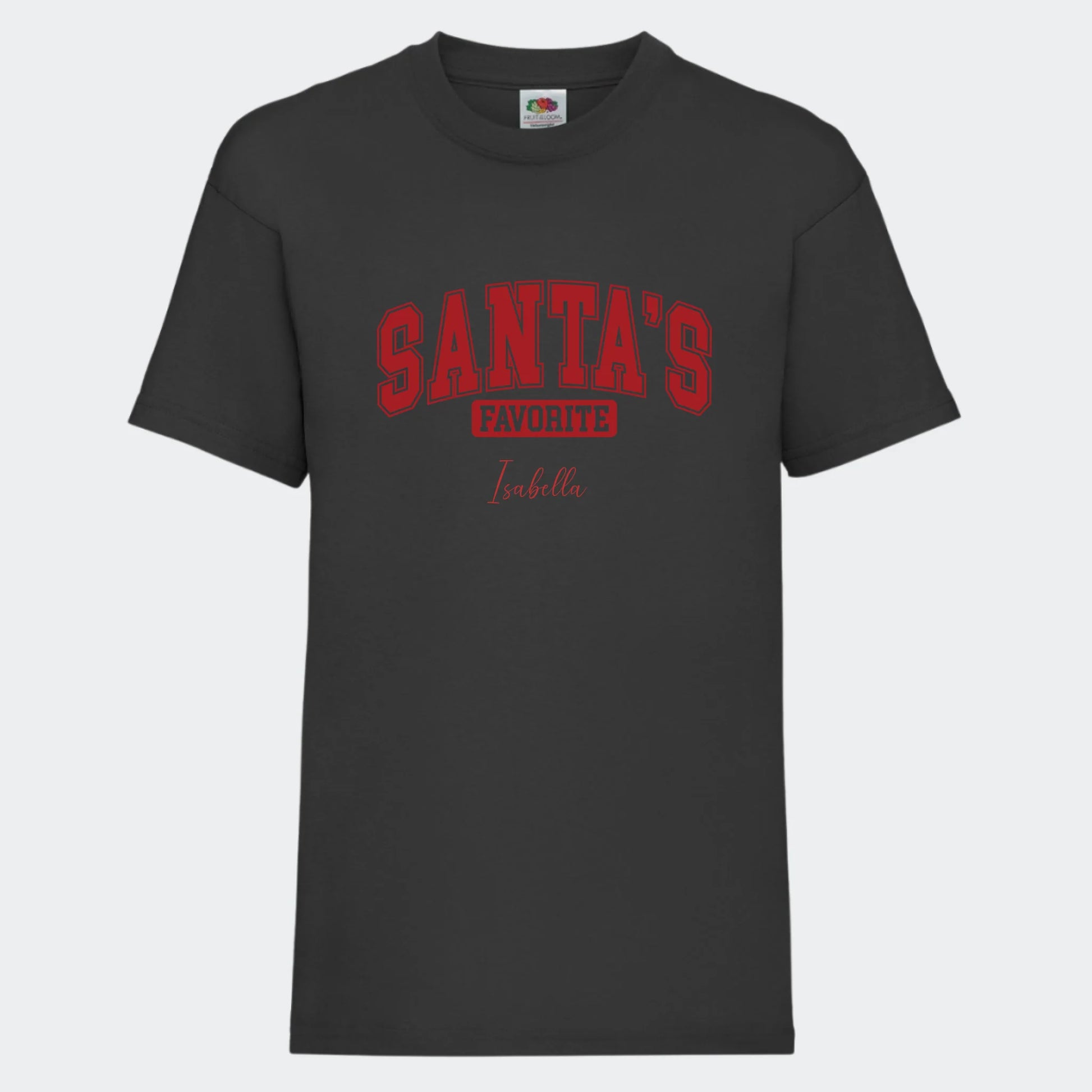 T-shirt til børn - Santas Favorite Customizer TeeInBlue T-shirt Print på front Sort 3-4 år