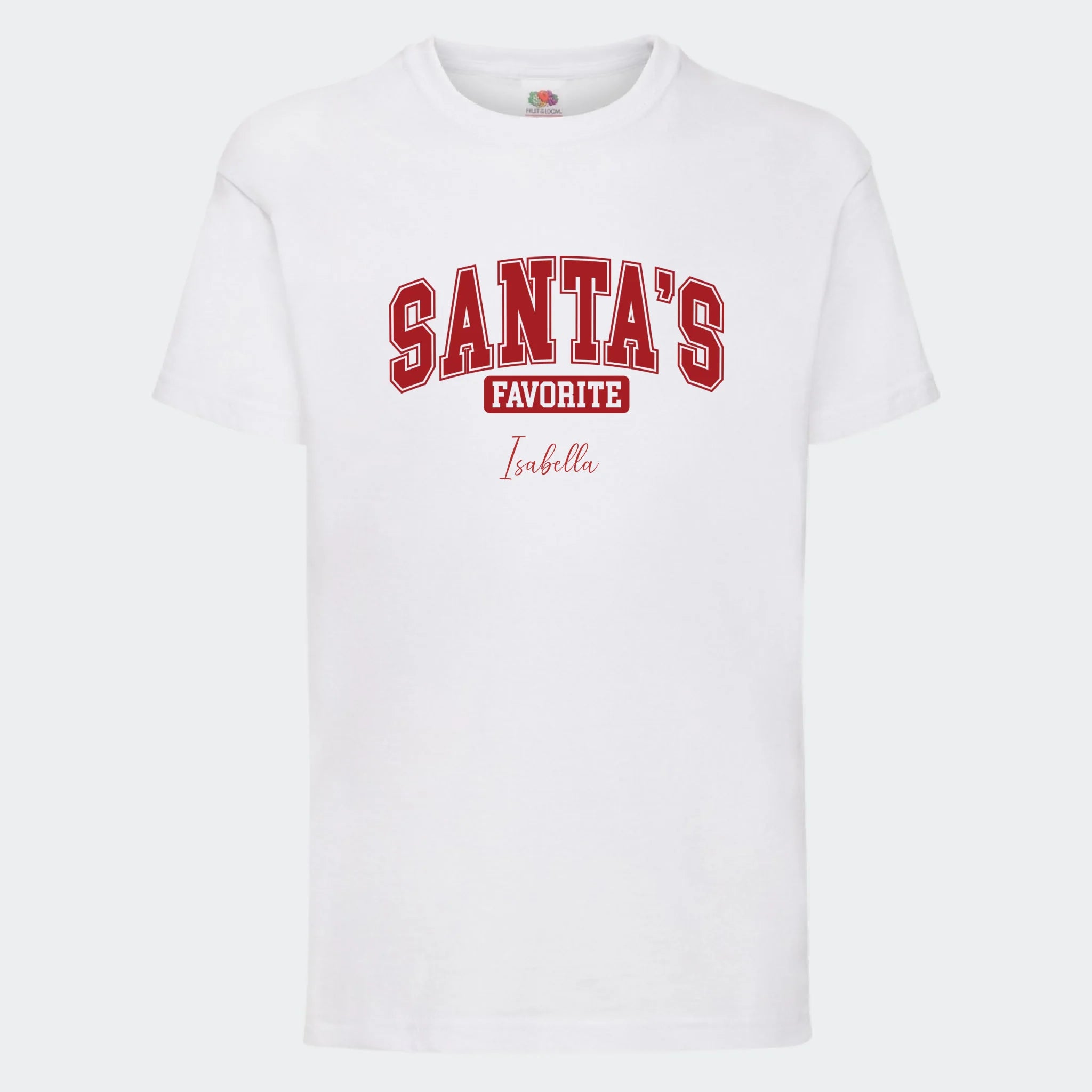 T-shirt til børn – Santas Favorite, T-shirt tryk foran Hvid 3-4 år
