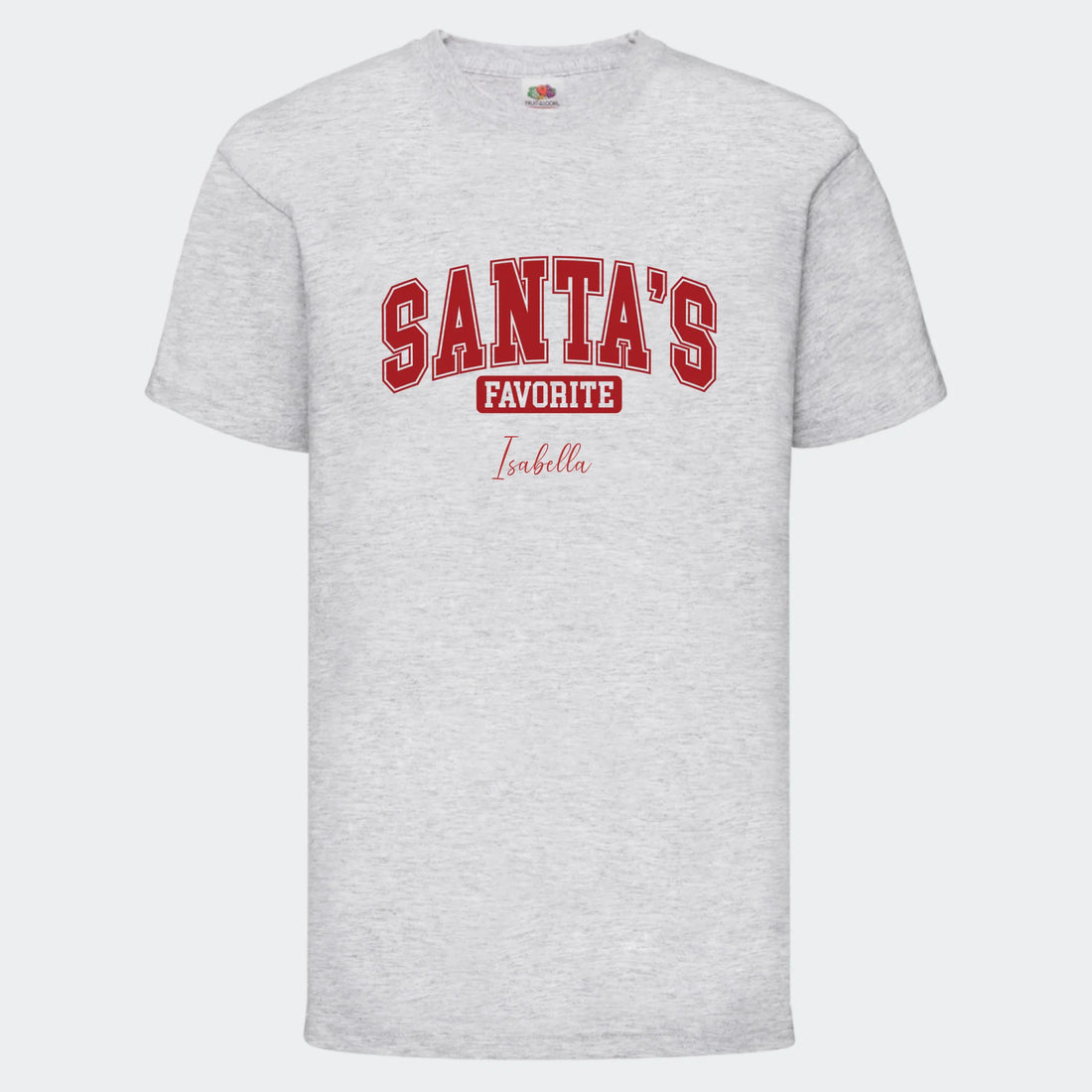 T-shirt til børn - Santas Favorite Customizer TeeInBlue T-shirt Print på front Lysegrå 3-4 år
