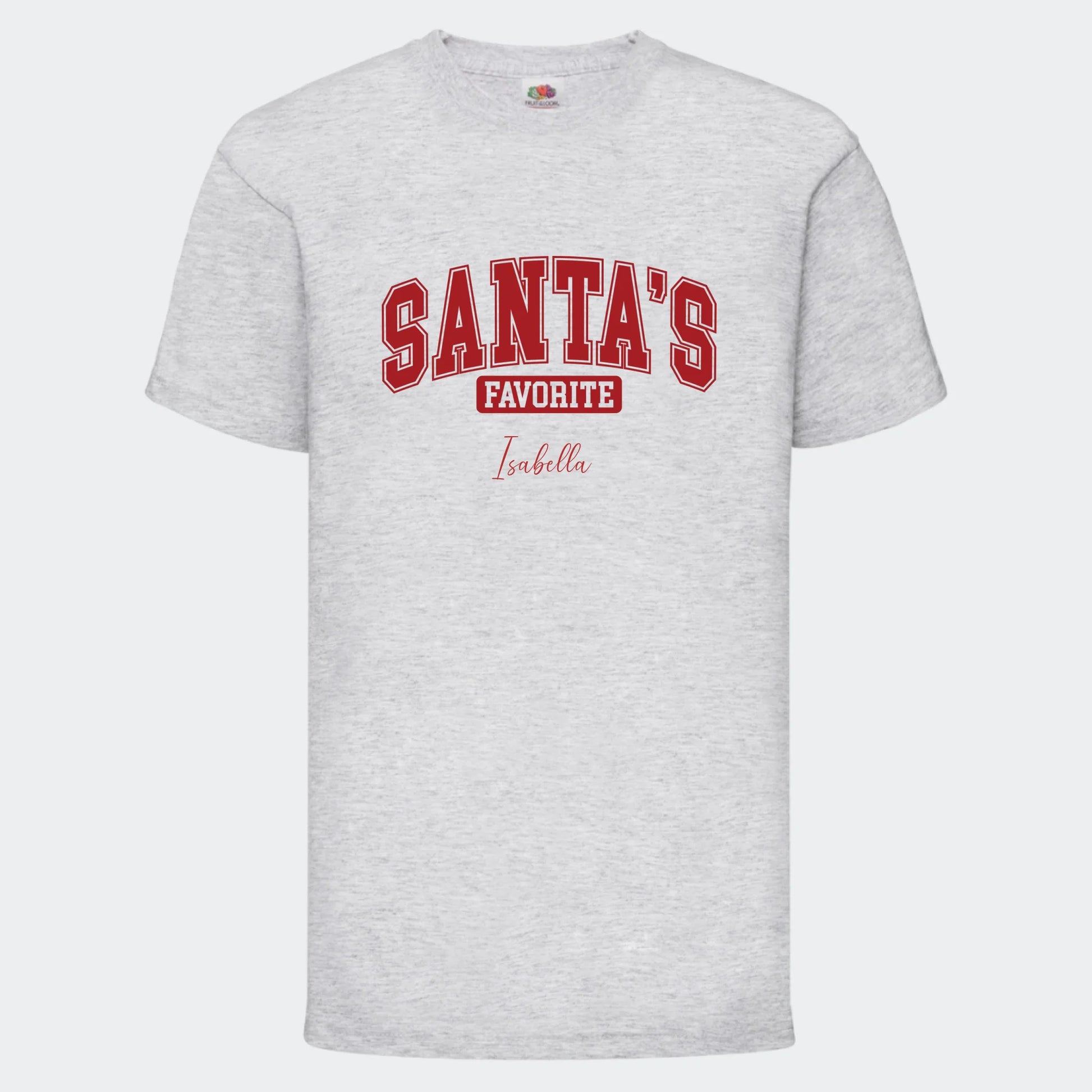 T-shirt til børn - Santas Favorite Customizer TeeInBlue T-shirt Print på front Lysegrå 3-4 år