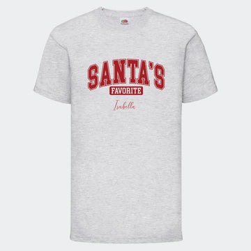 T-shirt til børn - Santas Favorite Customizer TeeInBlue T-shirt Print på front Lysegrå 3-4 år