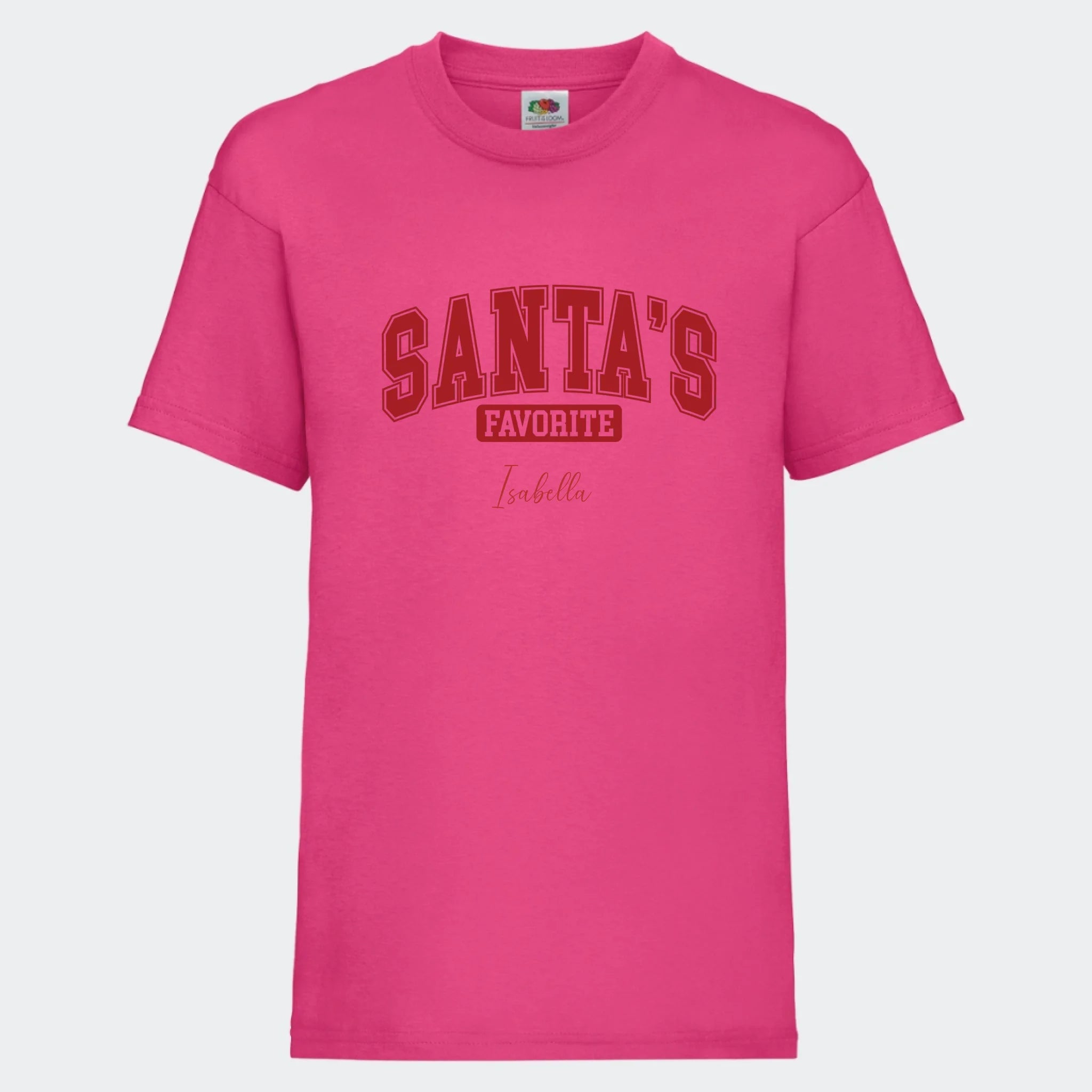T-shirt til børn – Santas Favorite, T-shirt tryk foran Fuchsia 3-4 år