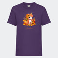 T-shirt til børn - Græskar, Solsikke, Efterår Enhjørning Customizer TeeInBlue T-shirt Print på front Lilla 3-4 år