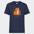 T-shirt til børn - Græskar, Solsikke, Efterår Enhjørning Customizer TeeInBlue T-shirt Print på front Navy 3-4 år
