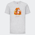T-shirt til børn - Græskar, Solsikke, Efterår Enhjørning Customizer TeeInBlue T-shirt Print på front Lysegrå 3-4 år