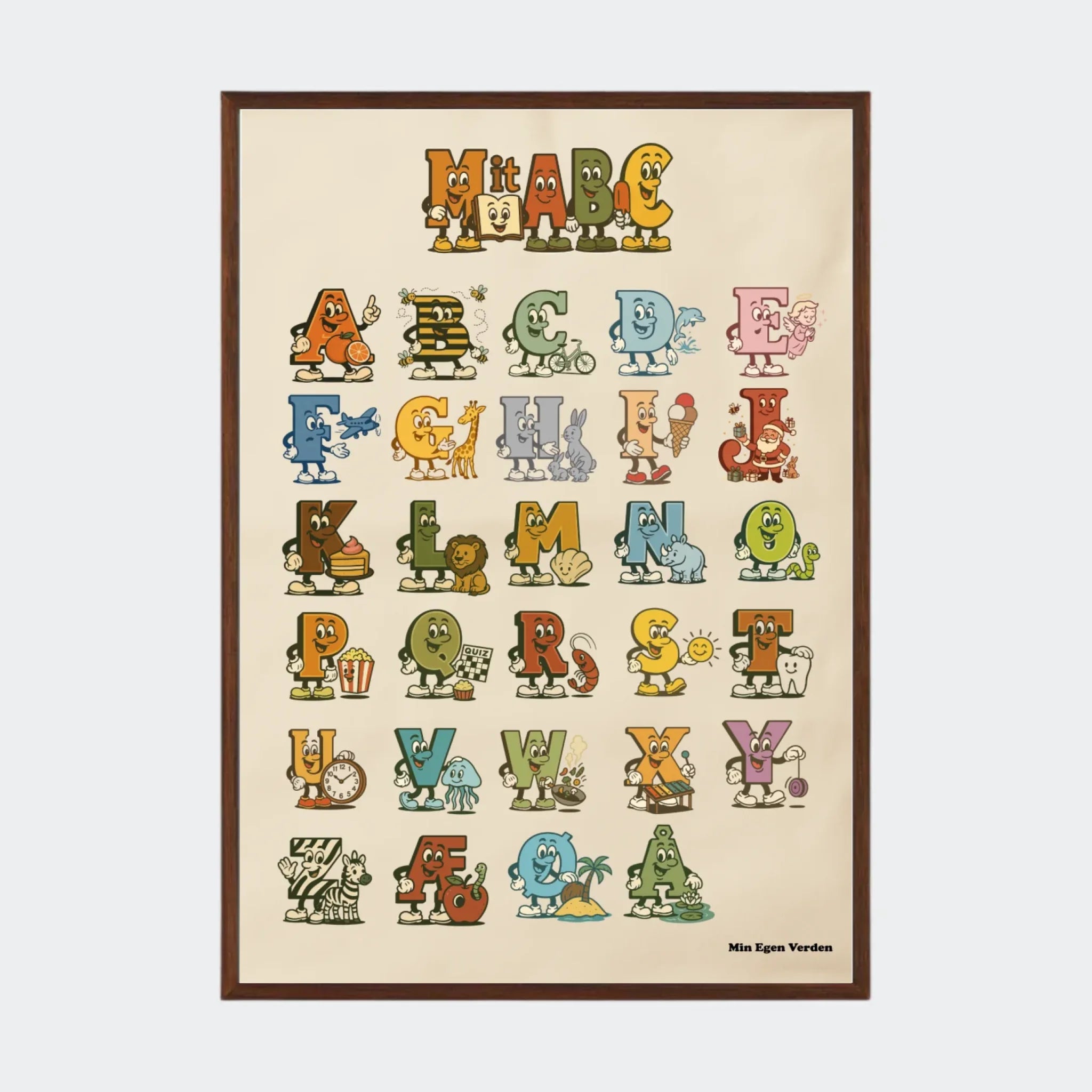 Plakat - Mit ABC med forskellige motiver Customizer TeeInBlue A2 Mørk eg A2