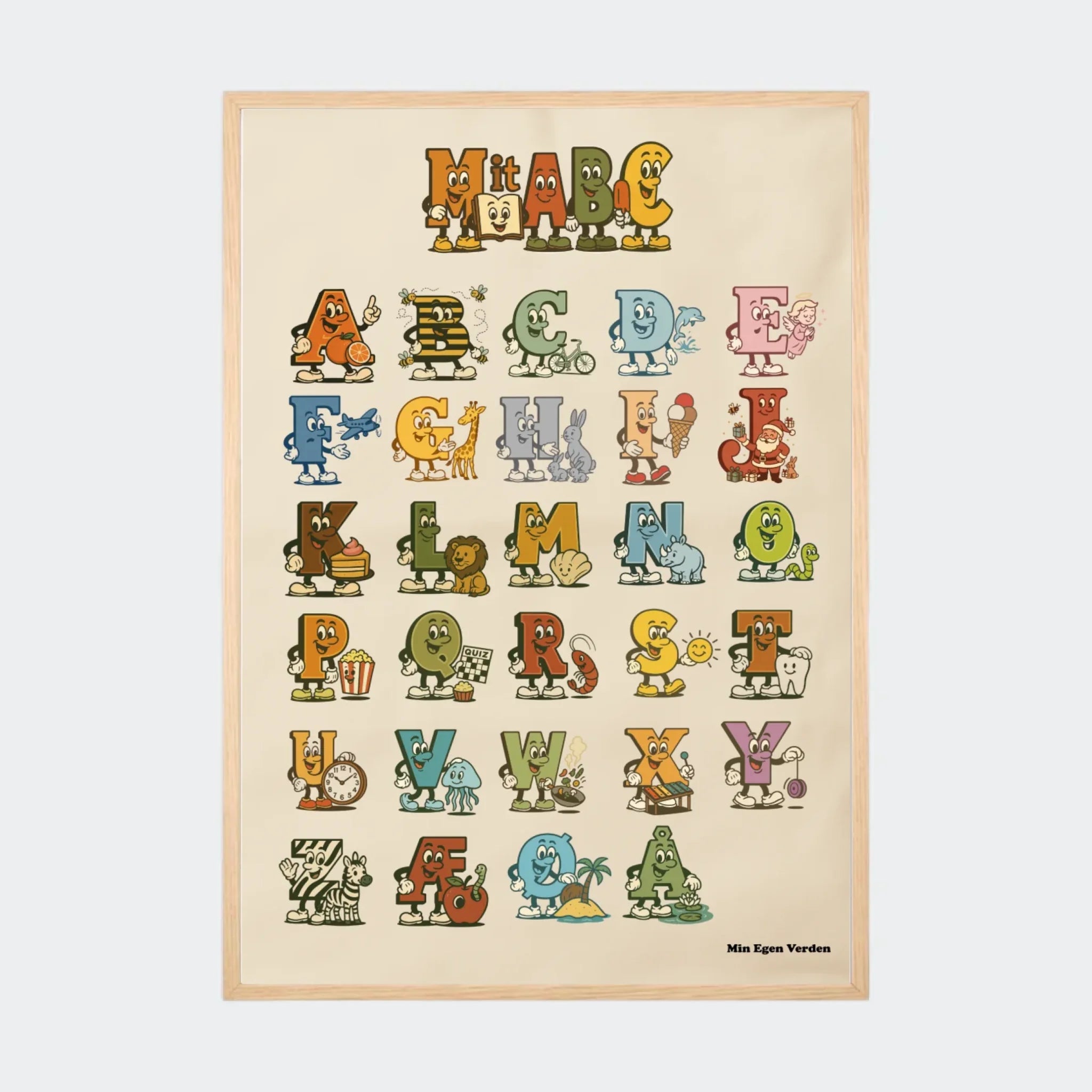 Plakat - Mit ABC med forskellige motiver Customizer TeeInBlue A2 Natur eg A2