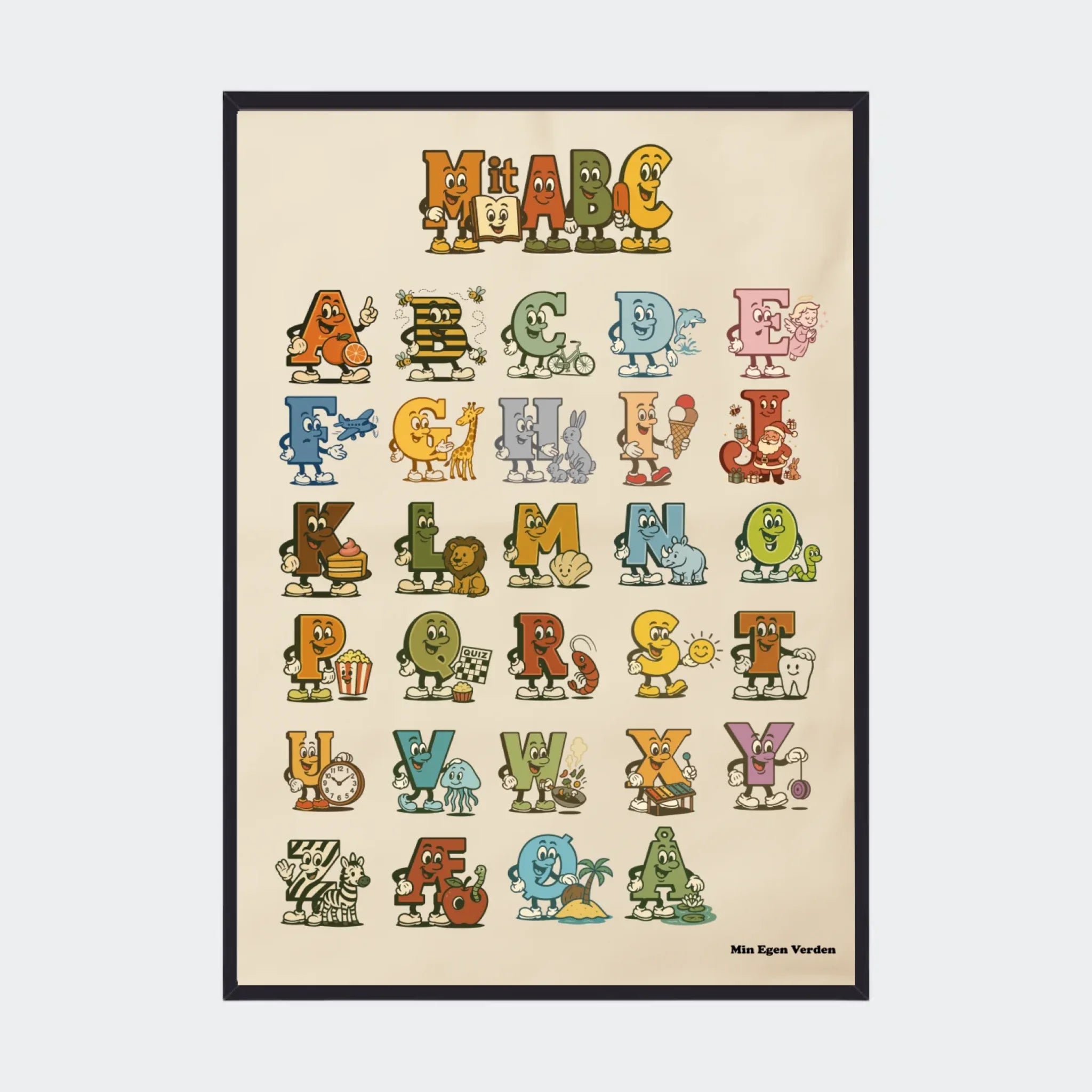 Plakat - Mit ABC med forskellige motiver Customizer TeeInBlue A2 Sort A2