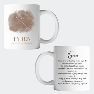 Keramik krus - Stjernetegn Astrologi, Tyren Customizer TeeInBlue Keramikkrus 330ml - print på begge sider 545 5545