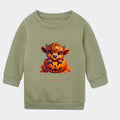 Sweatshirt til små børn - Sød efterårs bøffel Halloween Customizer TeeInBlue Sweatshirt til børn - flere farver Grøn 6-12M
