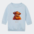 Sweatshirt til små børn - Sød efterårs bøffel Halloween Customizer TeeInBlue Sweatshirt til børn - flere farver Lyseblå 12-18M