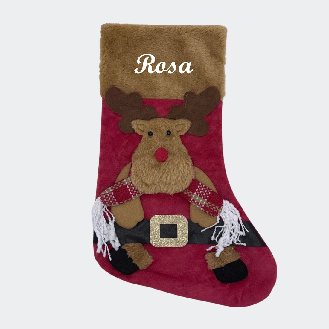 Julesok med navn- Plys rensdyr Unik Min Egen Verden.dk