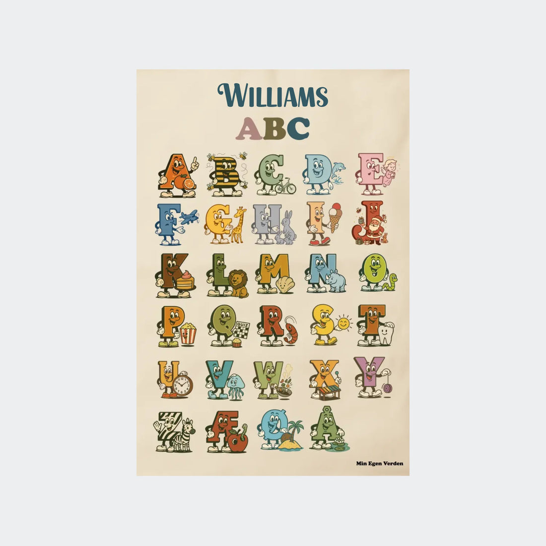 Plakat - Alfabet på dansk med navn Customizer TeeInBlue 10x15 Uden ramme 10x15