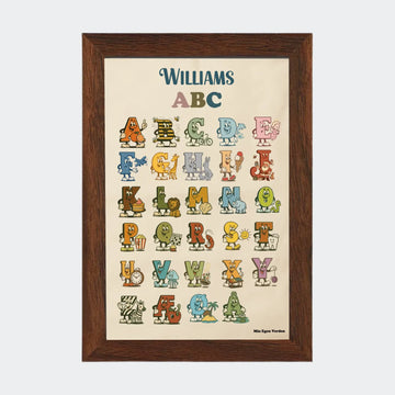 Plakat - Alfabet på dansk med navn Customizer TeeInBlue 10x15 Mørk eg 10x15