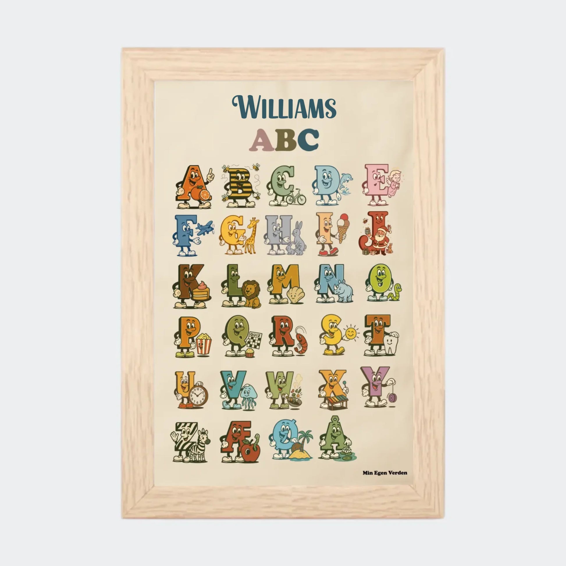 Plakat - Alfabet på dansk med navn Customizer TeeInBlue 10x15 Natur 10x15