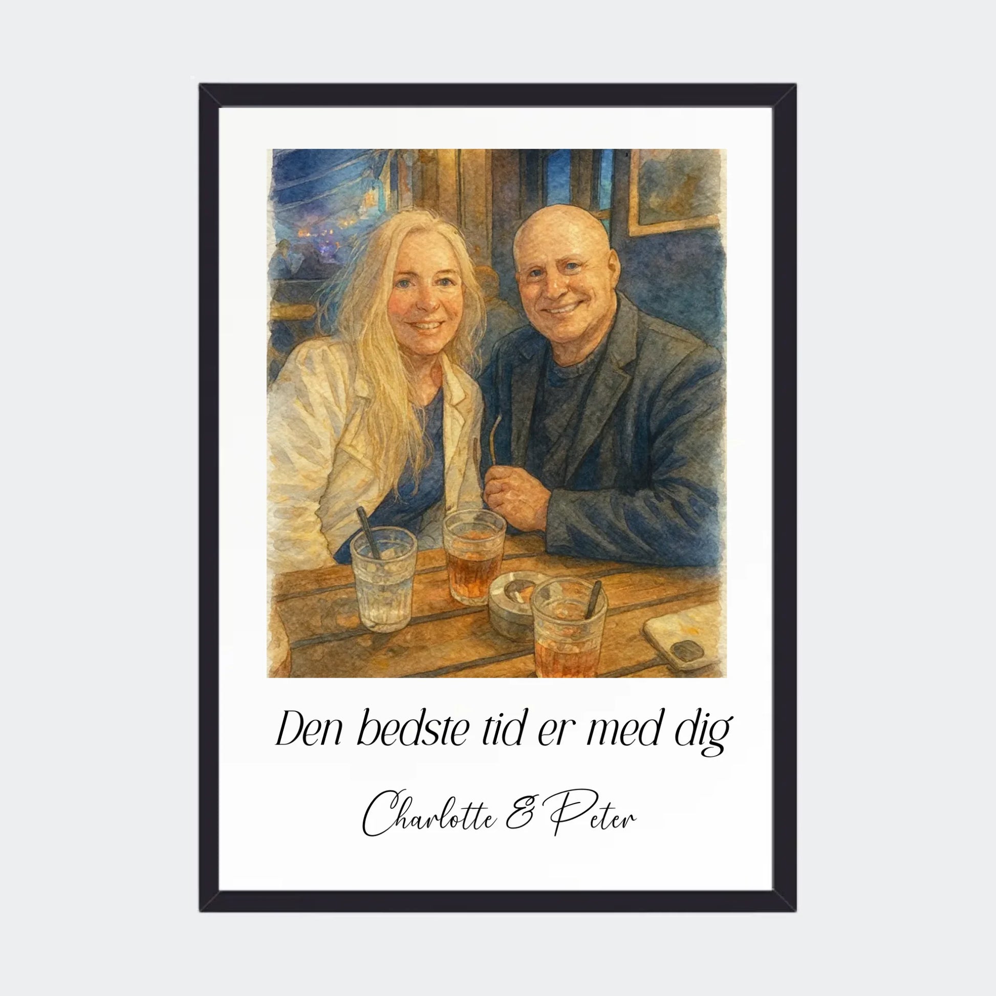 Plakat Ai genereret Watercolor Painting - Upload eget billede Customizer TeeInBlue A3 Sort A3