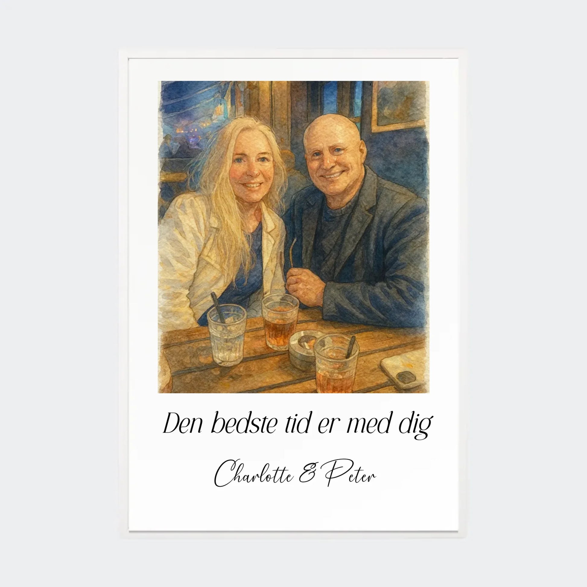 Plakat Ai genereret Watercolor Painting - Upload eget billede Customizer TeeInBlue A2 Hvid A2