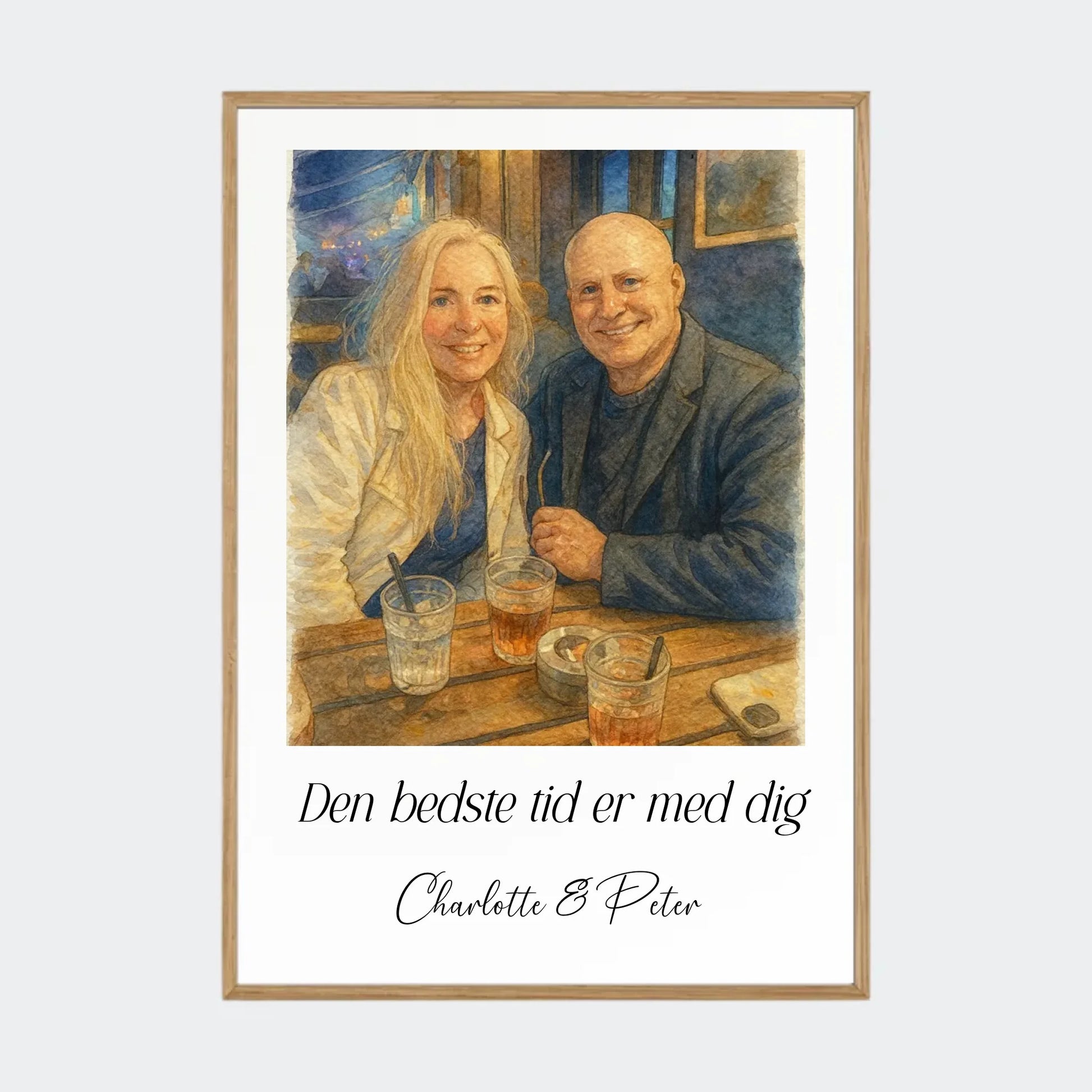 Plakat Ai genereret Watercolor Painting - Upload eget billede Customizer TeeInBlue A2 Massiv eg A2